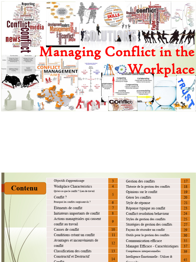 Gestion des conflits en milieu de travail | PDF | Résolution de conflit ...