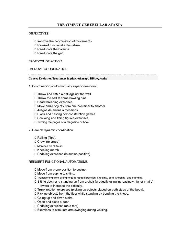 Cerebellar Ataxia Treatment Protocol | PDF | Foot