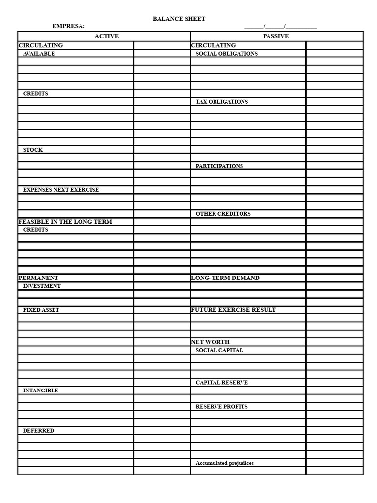 Blank Balance Sheet | PDF