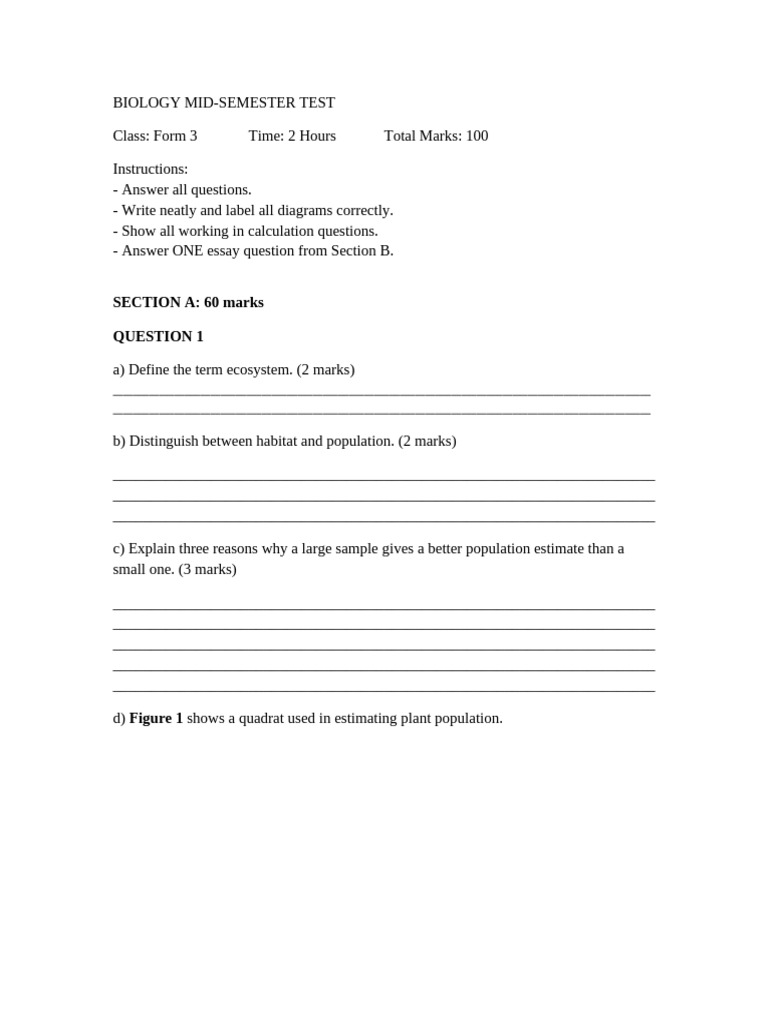 Form 3 ST With Essays | PDF | Food Web | Biomass (Ecology)