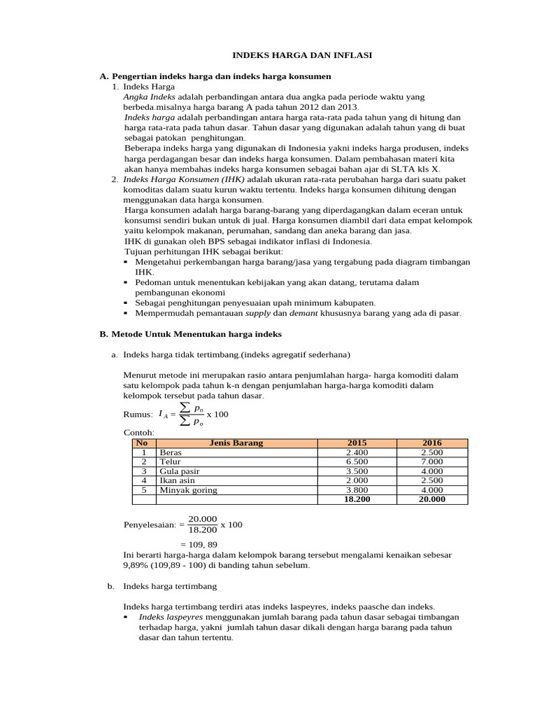 Indeks Harga dan Inflasi di Indonesia | PDF
