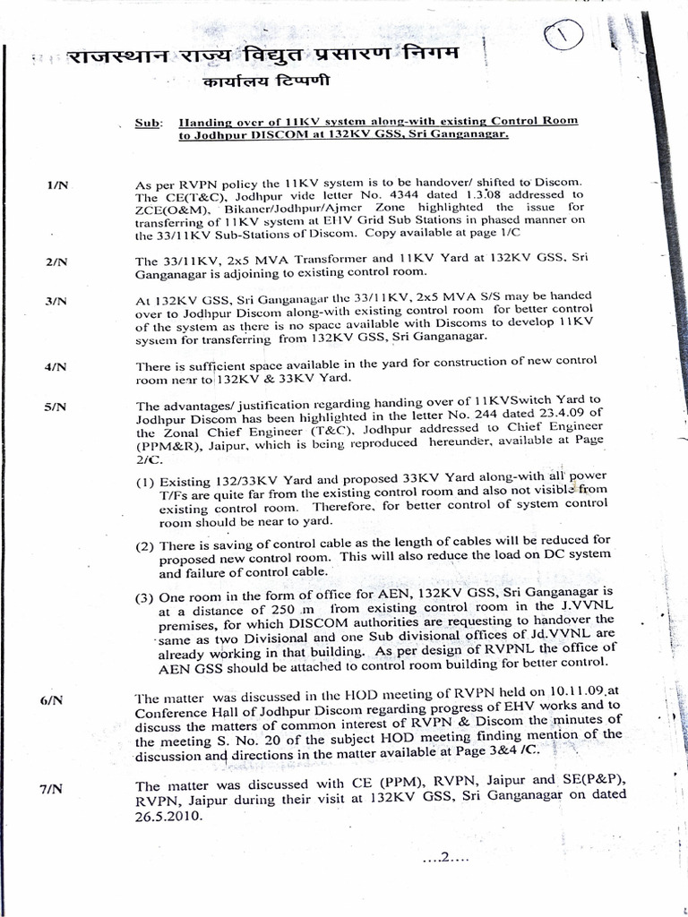 Handover of 11 KV System to Jodhpur DISCOM | PDF