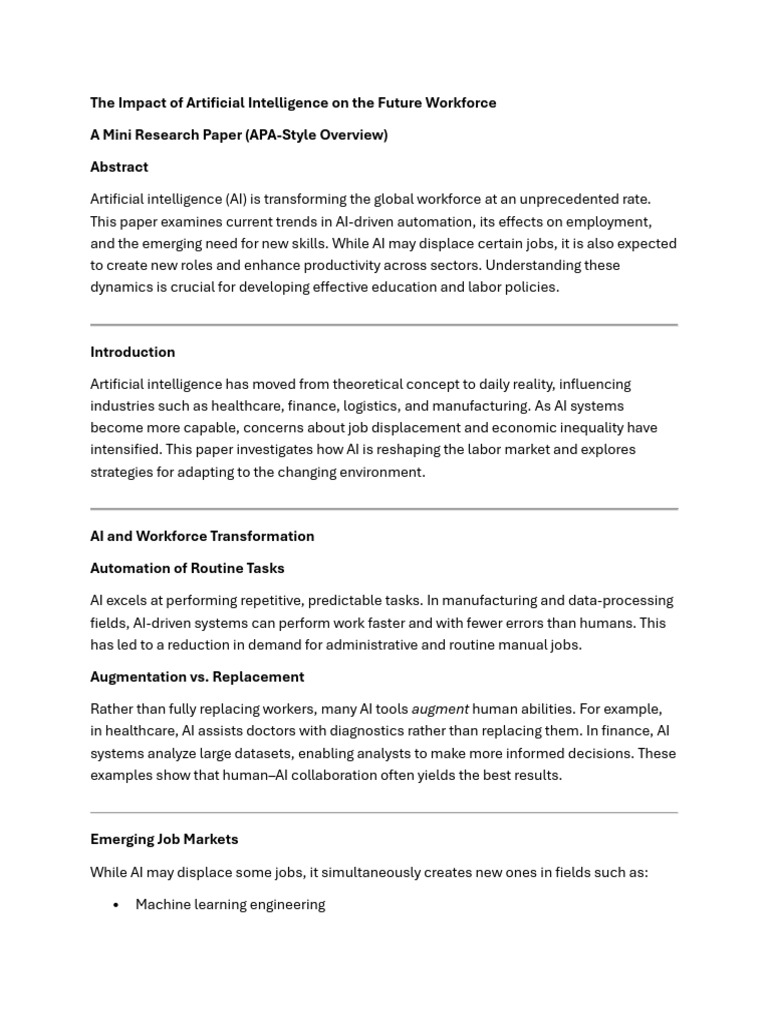 The Impact of Artificial Intelligence On The Future Workforce | PDF ...