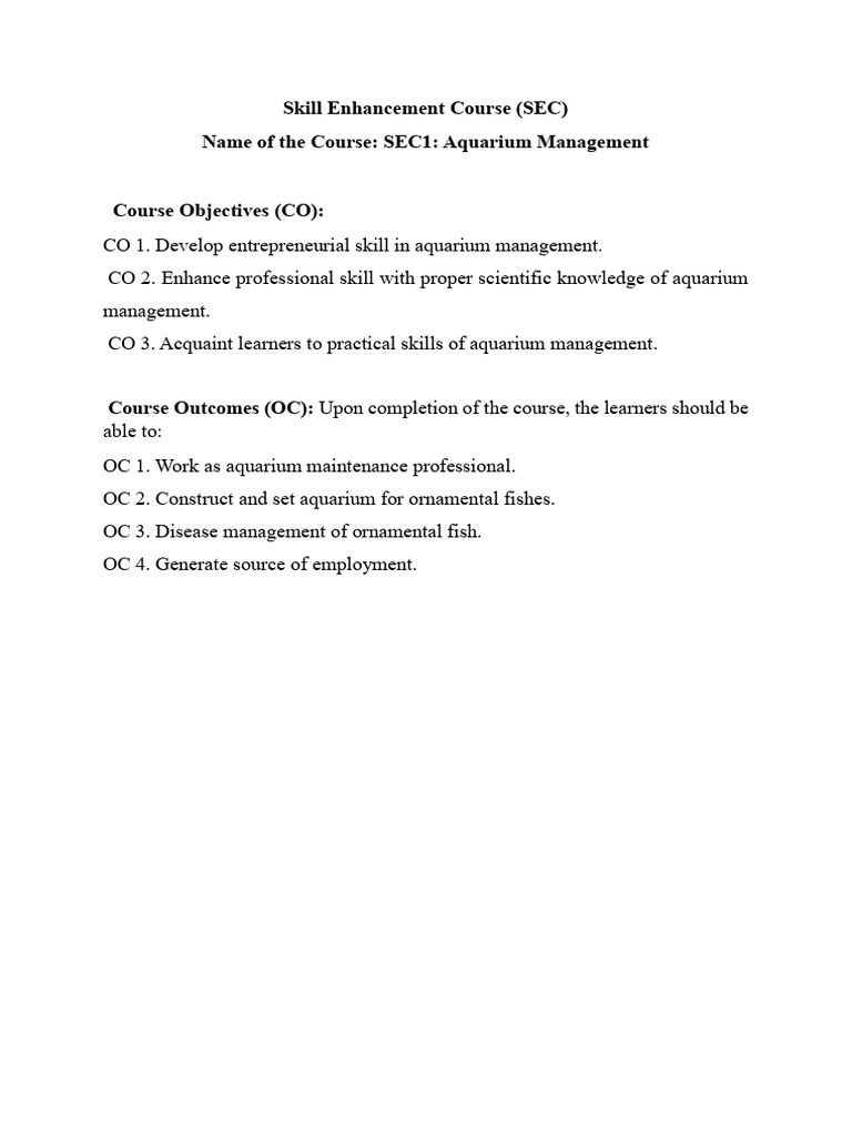 Picture Idea: Aquarium Management Skill Course Pdf Ph