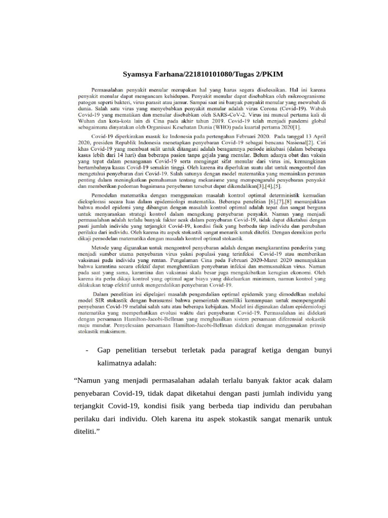 Pengendalian Optimal Covid-19 Stokastik | PDF