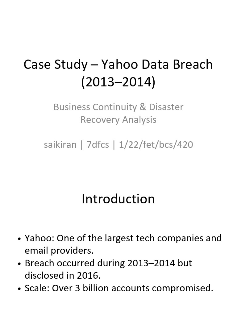 Yahoo Data Breach Case Study Analysis | PDF