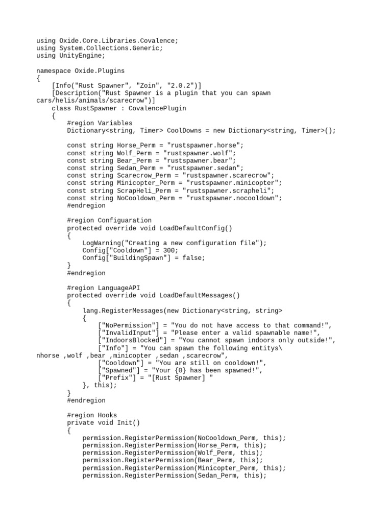 Rust Spawner Plugin for Game Entities | PDF | Computer Programming ...