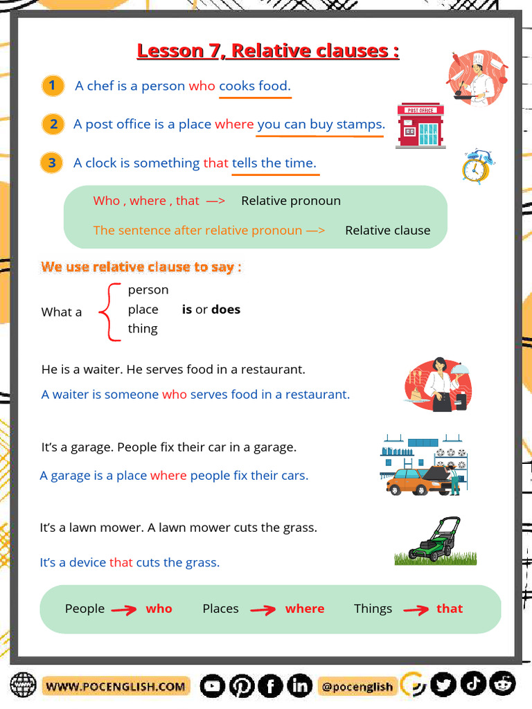 Lesson 7, Relative Clauses | PDF