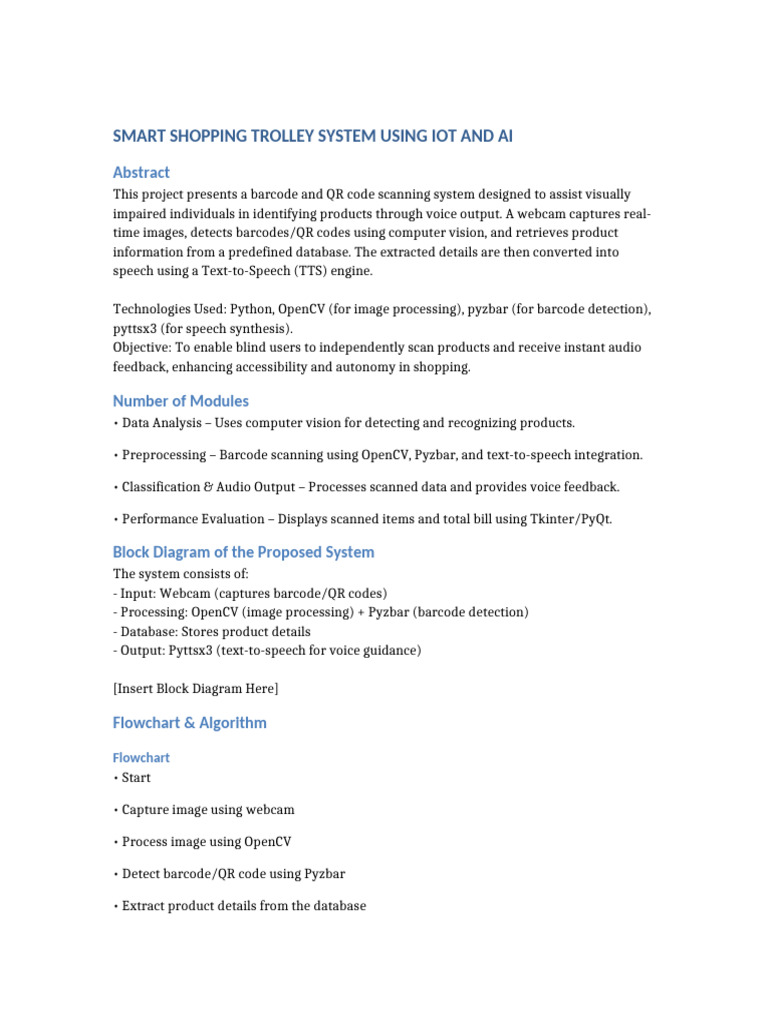 Smart Trolley for Visually Impaired Shopping | PDF | Speech Synthesis ...