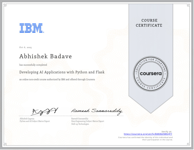 AI Applications with Python Course Completion | PDF