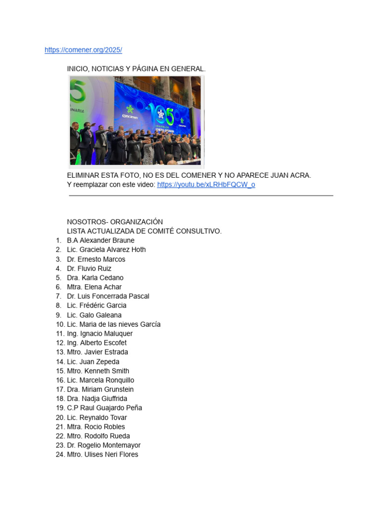 Actualización del Comité Consultivo COMENER | PDF