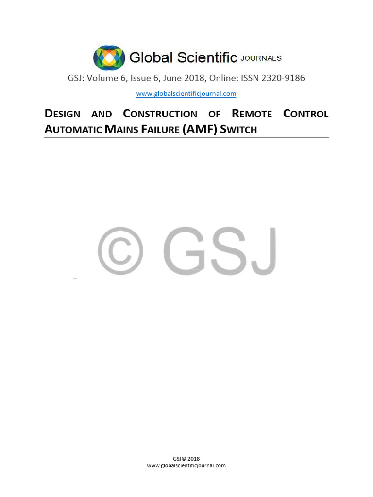 Design and Construction of Remote Control Automatic Mains Failure Amf ...