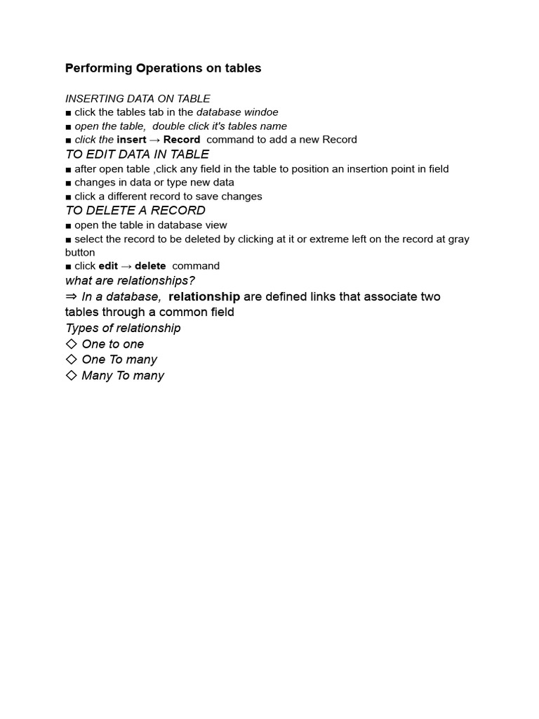 Database Table Operations Guide | PDF