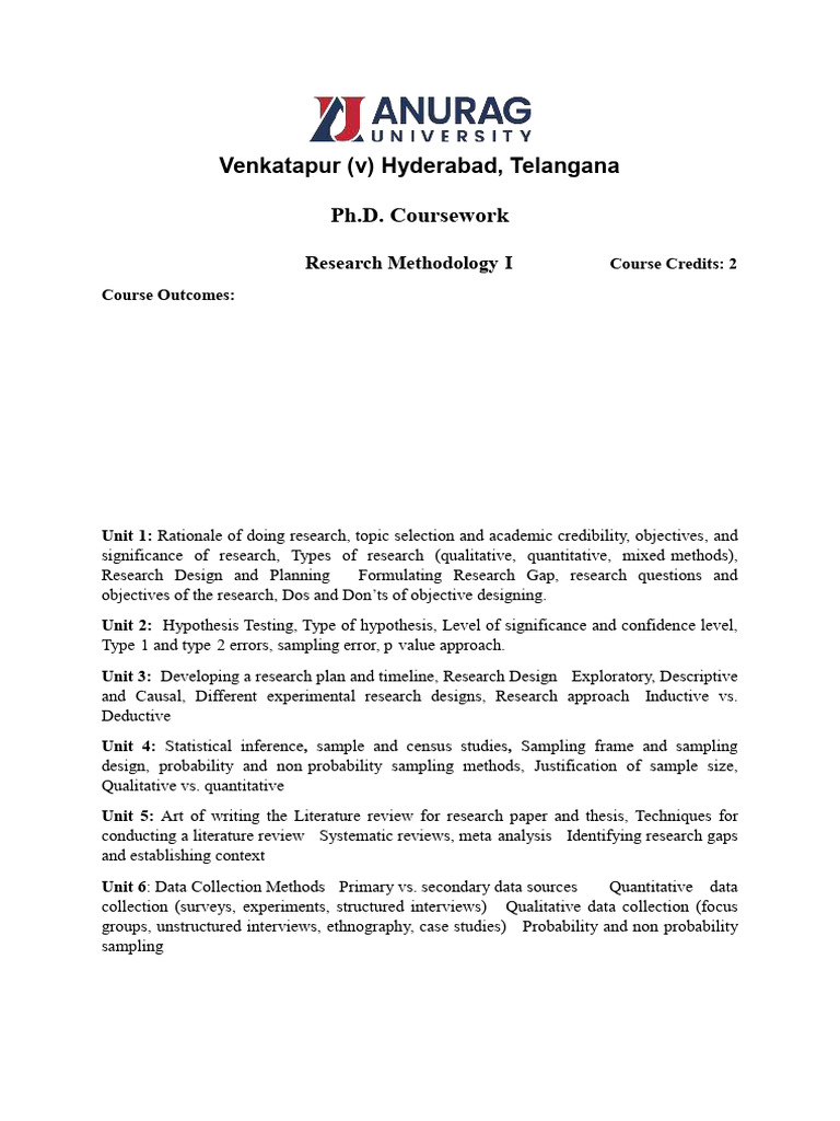 Ph.D. Research Methodology Courses Overview | PDF | Student's T Test ...