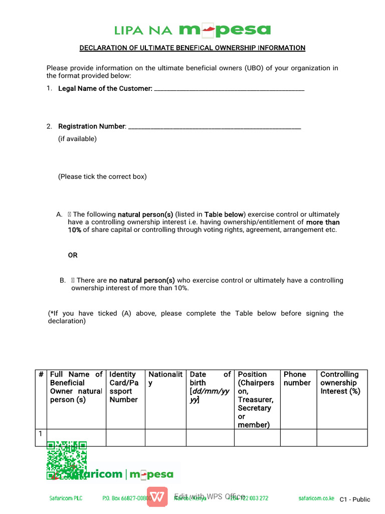 UBO Declaration Form Template | PDF | Limited Liability Partnership ...