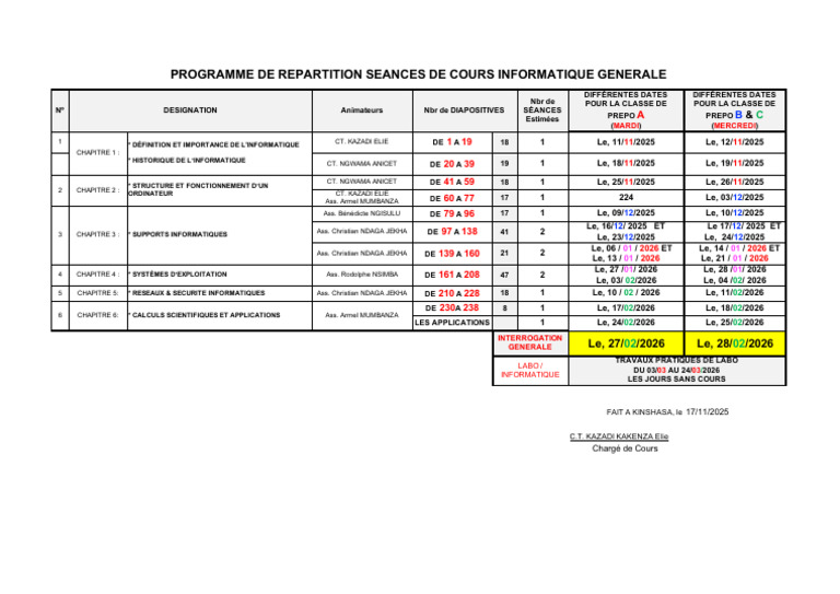 Programme des séances d'informatique 2025-2026 | PDF | Informatique ...