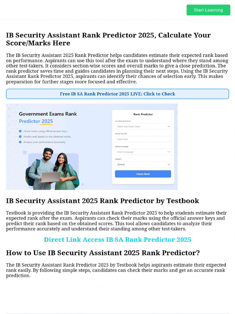IB Security Assistant Rank Predictor 2025, Calculate Your Score - Marks ...