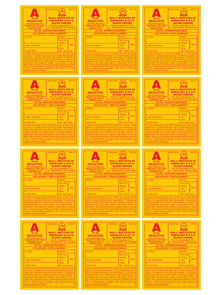 MNJ Blood Bank Sticker - NEW | PDF