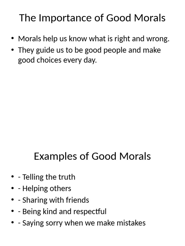 Short Presentation On Morals For Kids | PDF