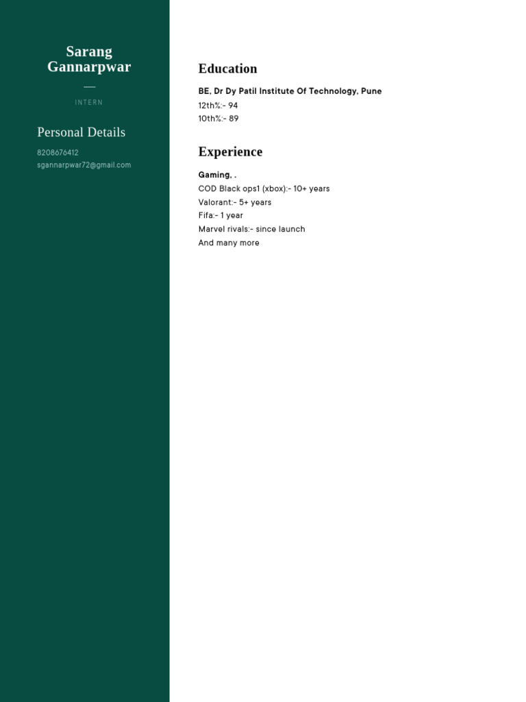 Sarang's Resume | PDF