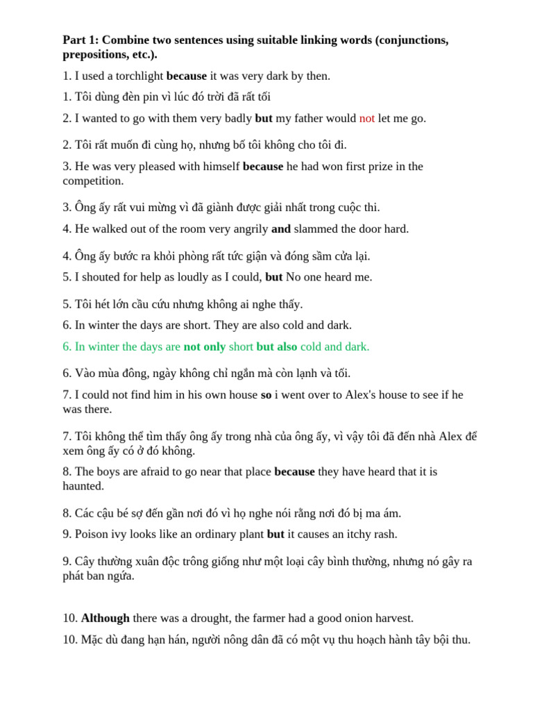 Sentence Linking and Revision Exercises | PDF