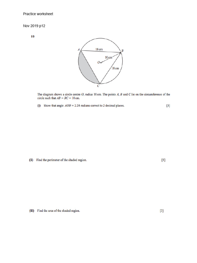 Circular Measure Worksheet | PDF