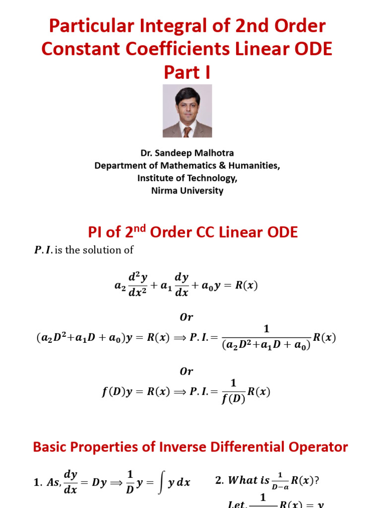 2nd Order Linear ODE Integral Solutions | PDF | Ordinary Differential ...