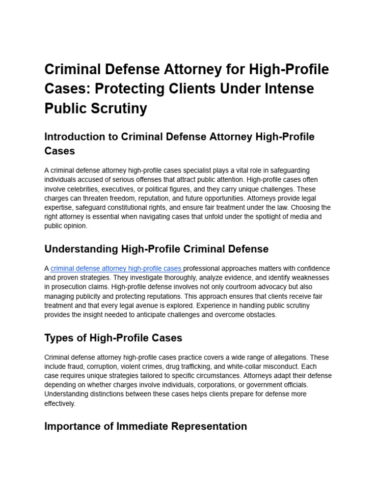 Criminal Defense Attorney For High-Profile Cases - Protecting Clients ...