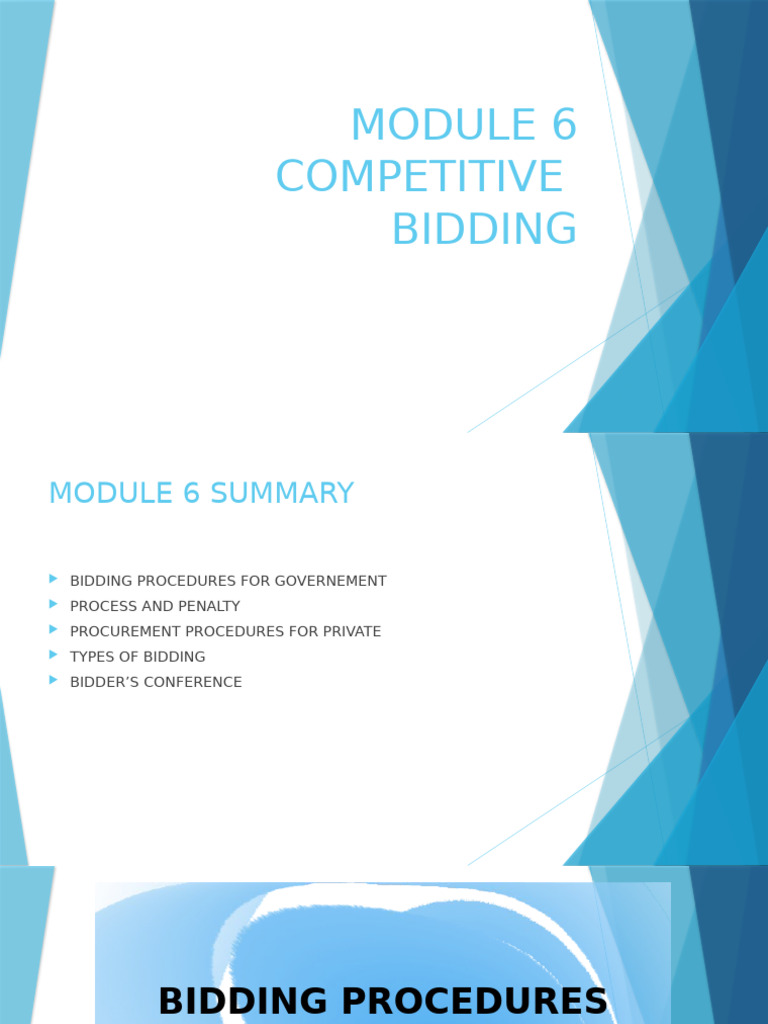 Module 6 Competitive Bidding | PDF | Specification (Technical Standard ...