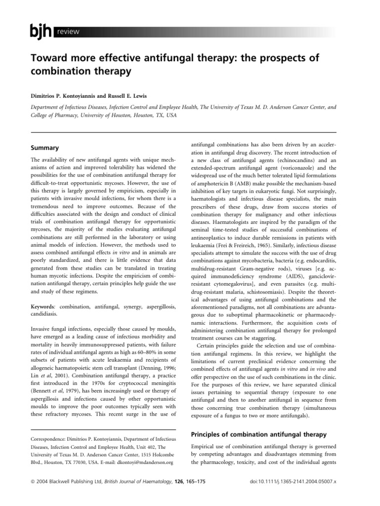 Toward More Effective Antifungal Therapy - The Prospects of Combination ...