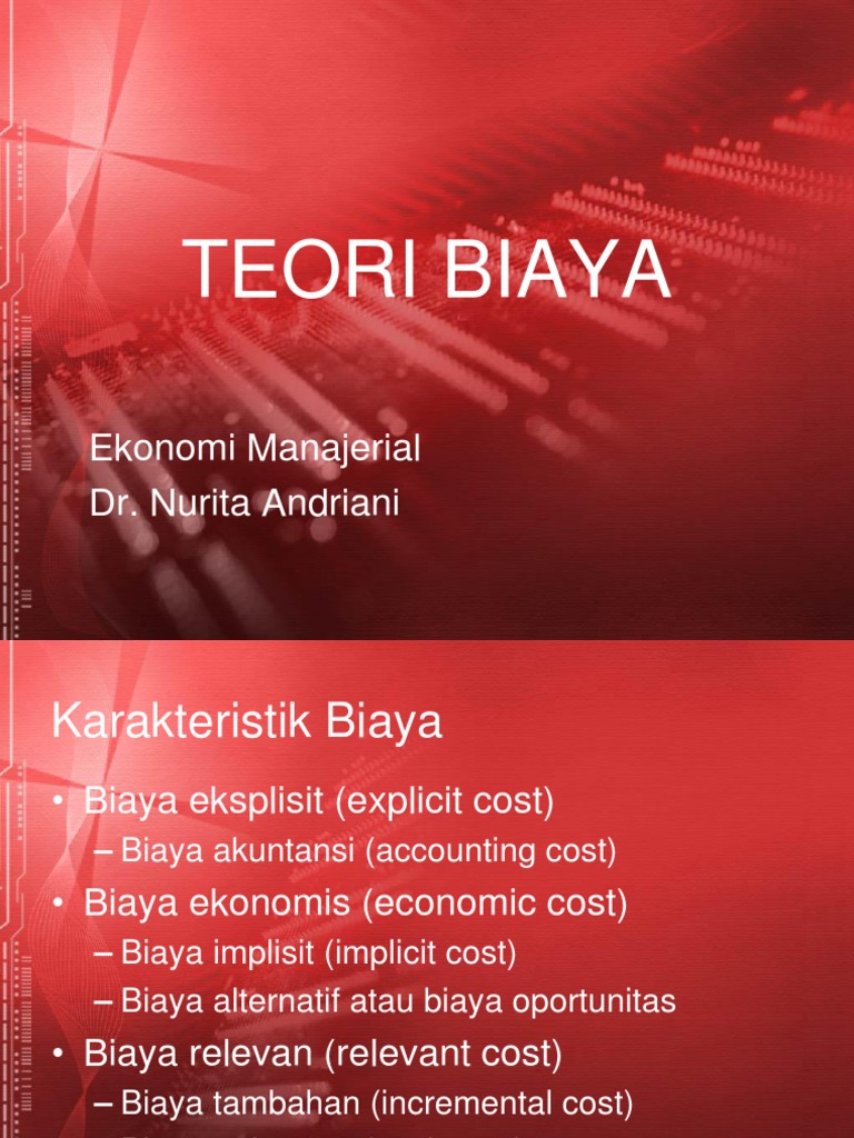 Ekonomi Manajerial Teori Biaya