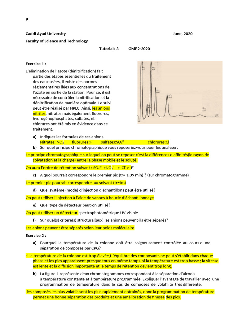 Tutorials 3 GMP2 (2020) 1 | PDF | Chromatographie en phase gazeuse ...