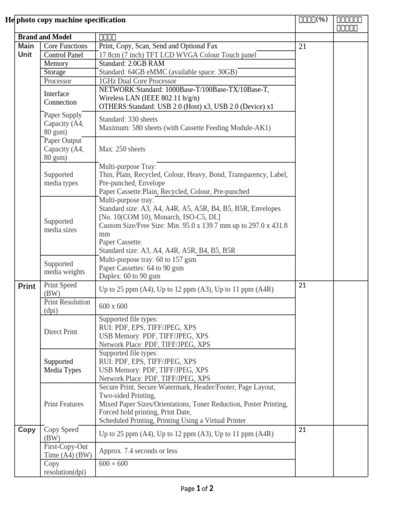 Photo Copy Machine Specifications | PDF | Computer Engineering ...