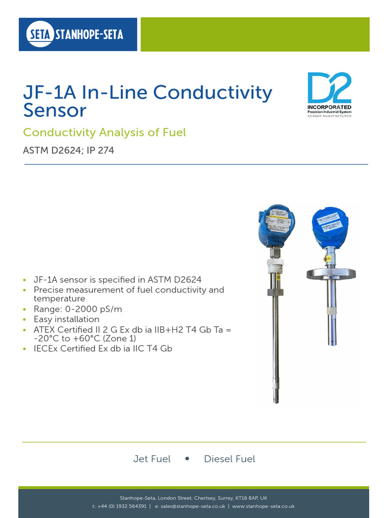 JF-1A In-Line Conductivity Sensor Guide | PDF | Electrical Resistivity ...