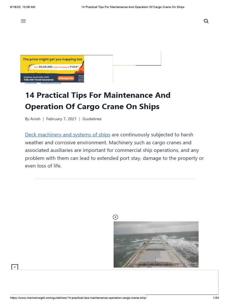 Cargo Crane On Ships | PDF | Crane (Machine) | Mechanical Engineering