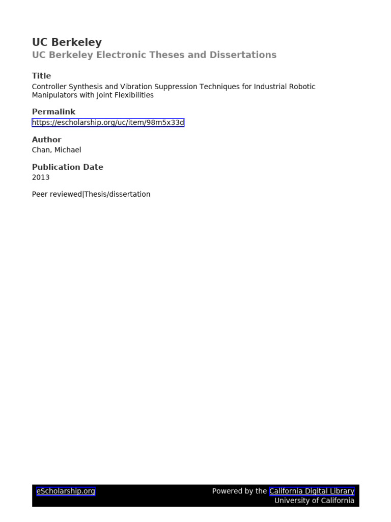Controller Tuning for Flexible Robots | PDF | Control Theory ...