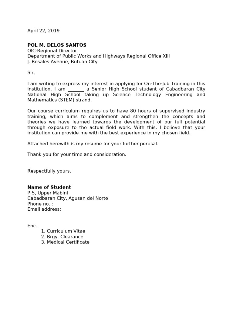 Leaners Sample Application Letter | PDF