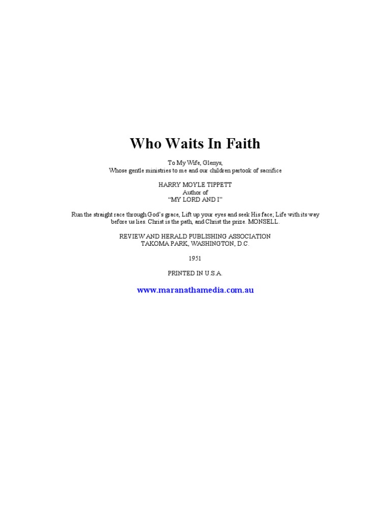 Who Waits in Faith: A Journey of Perseverance | PDF | Prayer | Miracle