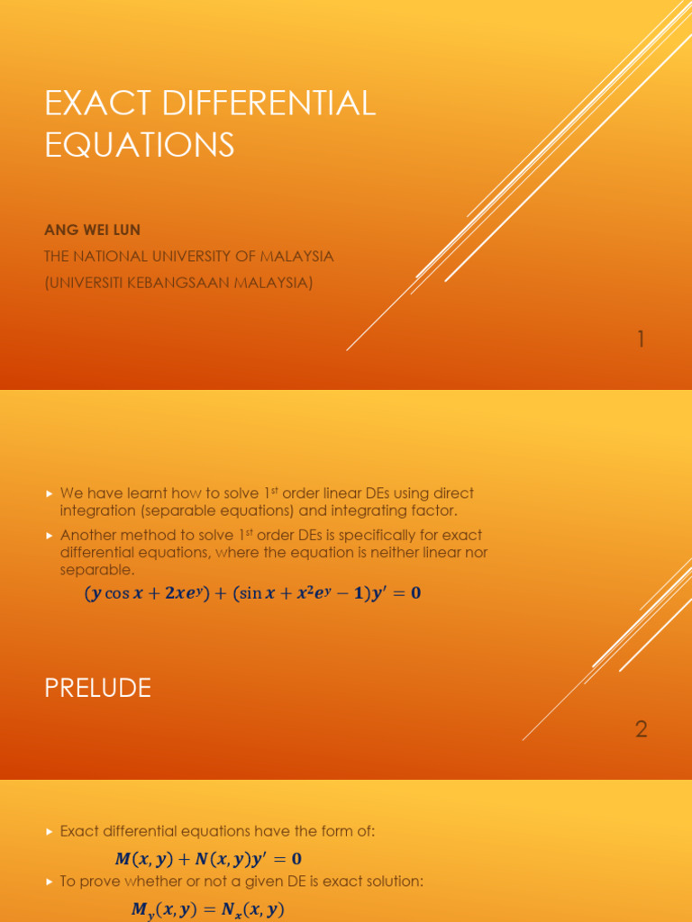 Understanding Exact Differential Equations | PDF | Mathematical ...
