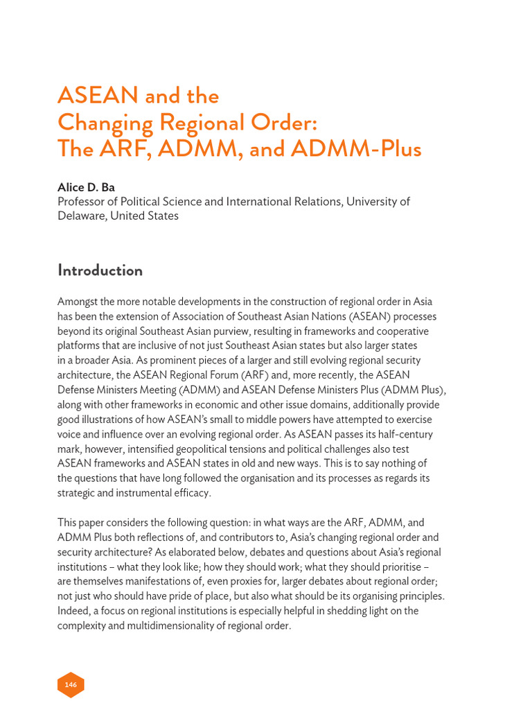ASEAN's Role in Asia's Security Order | PDF | International Relations ...