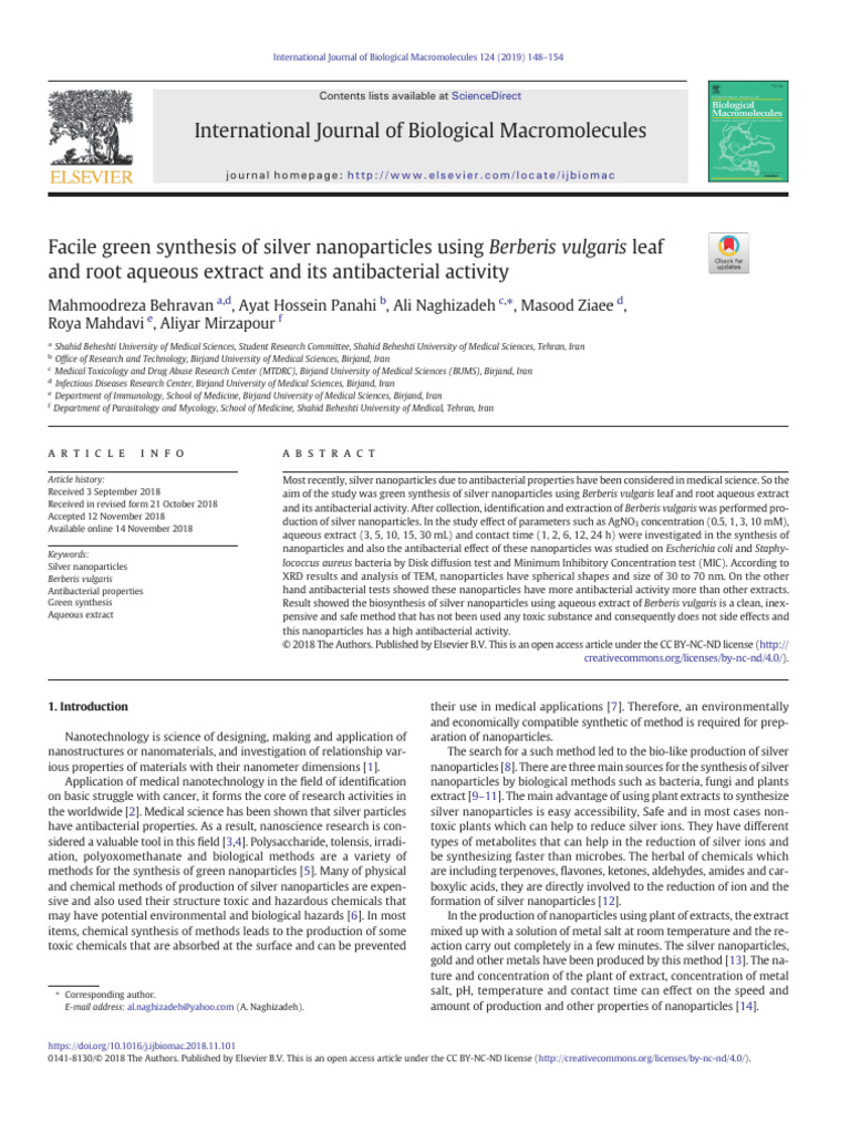 Green Synthesis of Silver Nanoparticles | PDF | Nanoparticle ...