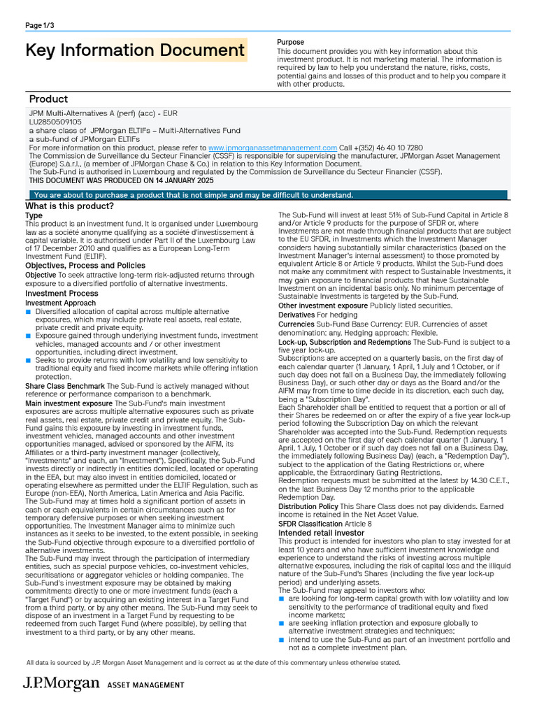 Key Information Document Eng | PDF | Investing | Investment Fund