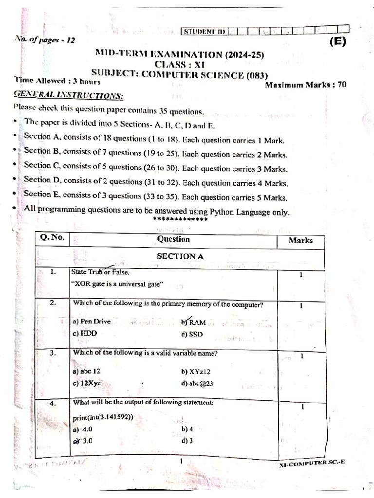 XI Computer Science | PDF