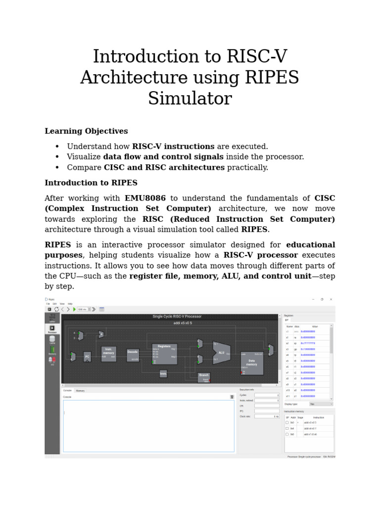 RISC-V Architecture with RIPES Simulator | PDF | Central Processing ...