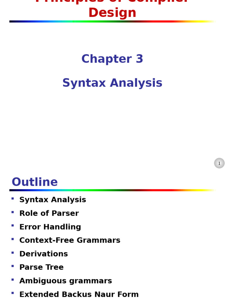 Chapter 3 Syntax Analysis I | PDF | Parsing | Metalogic