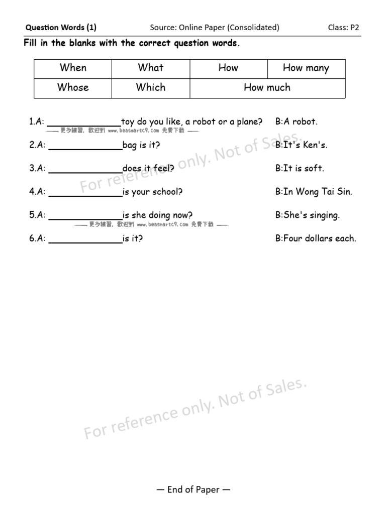 01-05 Question Words | PDF | Chess Openings | Chess Theory