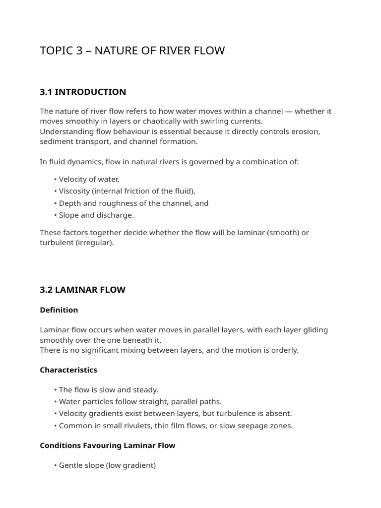 Understanding River Flow Dynamics | PDF | Laminar Flow | Turbulence