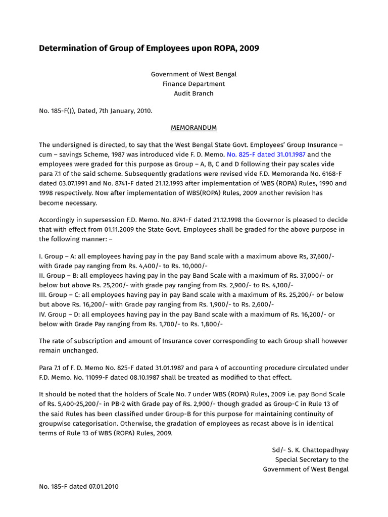 Employee Group Classification ROPA 2009 | PDF | Financial Services