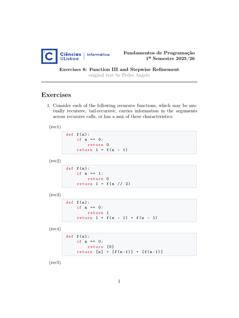 Recursive and Iterative Programming Exercises | PDF | Mathematics ...