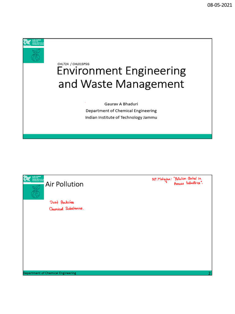 Air Pollution Control Techniques Overview | PDF | Gases | Physics